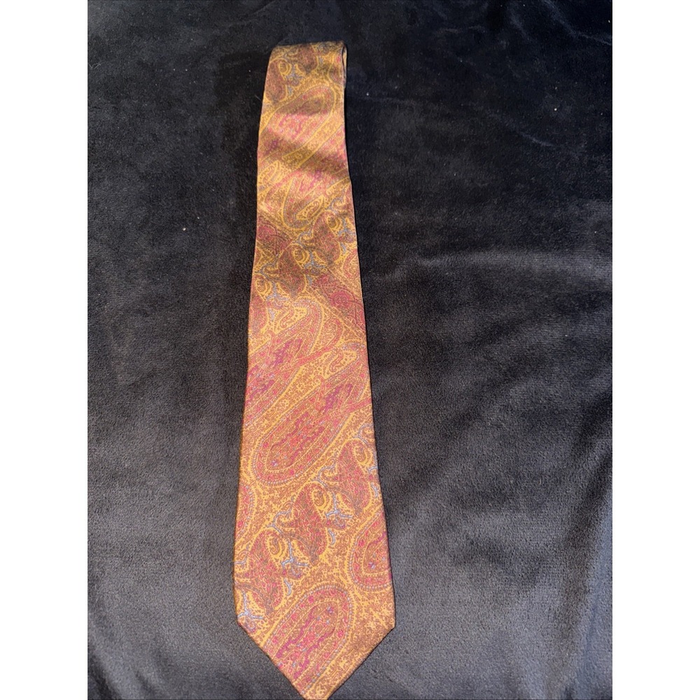 Meeting Street Gentlemen Clothier Silk Paisley Neck Tie Vintage‎ USA Made Copper